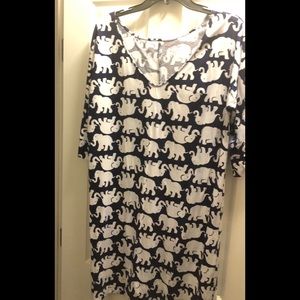 Lilly Pulitzer Dress Sz LG Navy/White Elephants